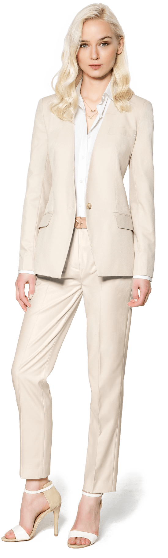 white casual pants suit
