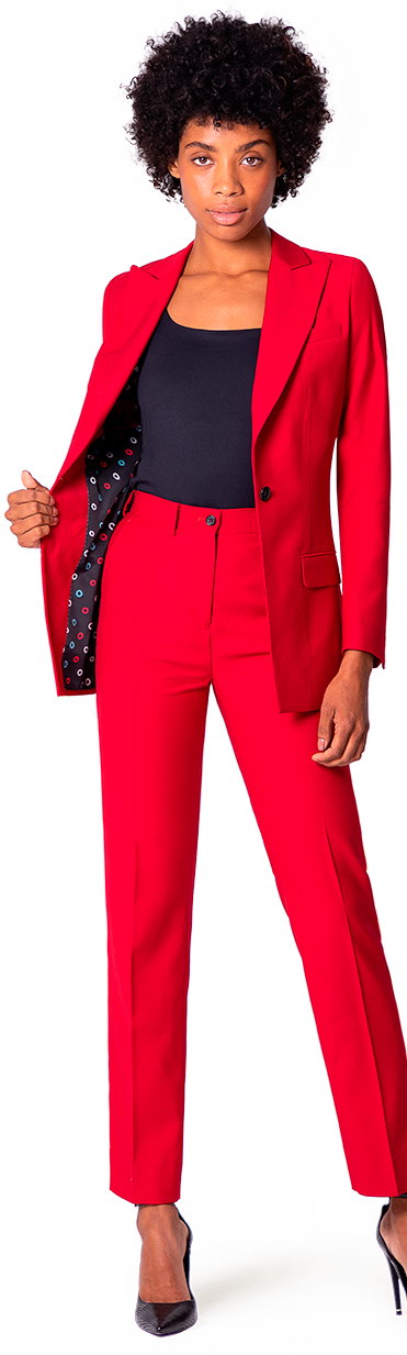 red tailored suit womens