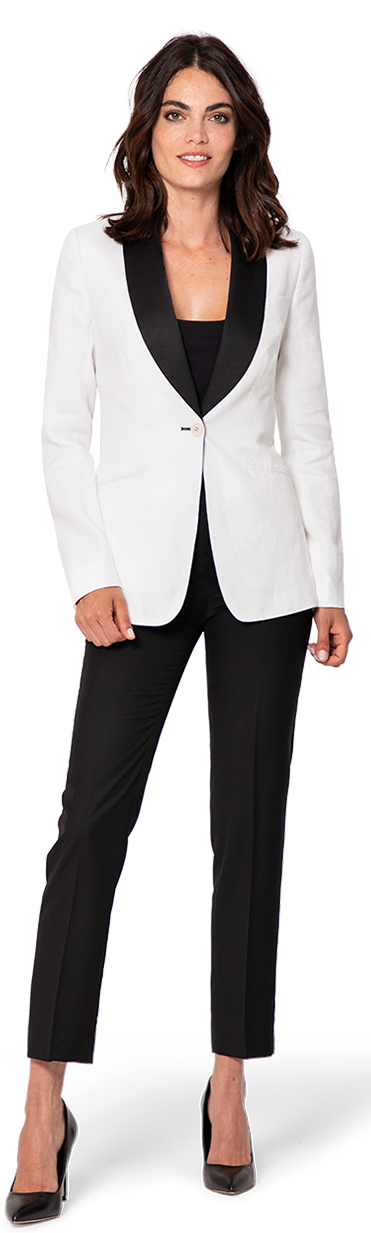 women's white wedding tuxedo